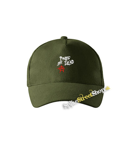 PUNKS NOT DEAD - zelená šiltovka vo farbe "military green"