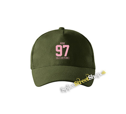 ROSÉ 97 - BLACKPINK - Pink Number Years - zelená šiltovka vo farbe "military green"