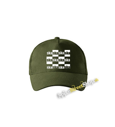 SKA - Šachovnica - zelená šiltovka vo farbe "military green"