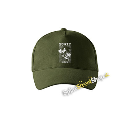 SONIC THE HEDGEHOG - Ježko Sonic - zelená šiltovka vo farbe "military green"