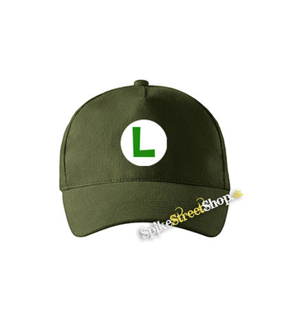 SUPER MARIO - Green Luigi Logo - zelená šiltovka vo farbe "military green"