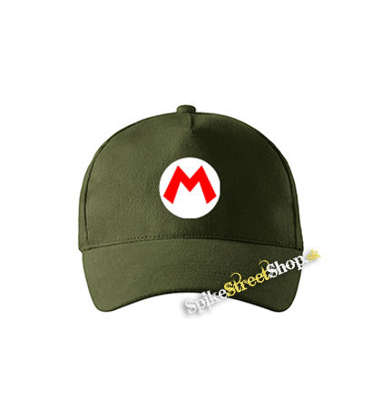 SUPER MARIO - Red Logo Crest - zelená šiltovka vo farbe "military green"