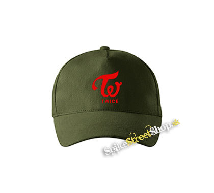 TWICE - Red Logo - zelená šiltovka vo farbe "military green"