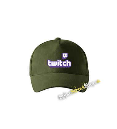 TWITCH - Purple Logo Sign - zelená šiltovka vo farbe "military green"