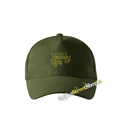 WOBBLY LIFE - Logo Yellow - zelená šiltovka vo farbe "military green"