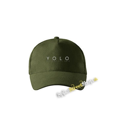 YOLO - You Only Live Once - zelená šiltovka vo farbe "military green"