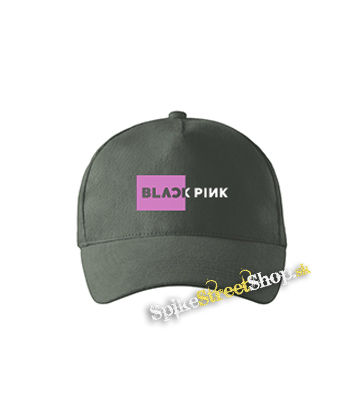 BLACKPINK - Pink Square Crest B&W - šiltovka vo farbe "tmavá bridlica"