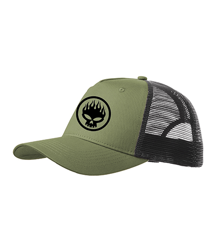 OFFSPRING - Skull Black - olivovočierna sieťkovaná šiltovka model "Trucker Cap"