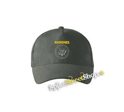 RAMONES - Yellow Logo White Symbol - šiltovka vo farbe "tmavá bridlica"