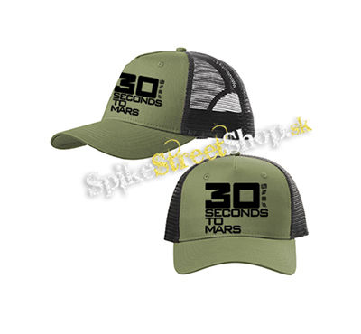 30 SECONDS TO MARS - Black Logo - olivovočierna sieťkovaná šiltovka model "Trucker Cap"
