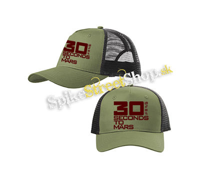 30 SECONDS TO MARS - Red Logo - olivovočierna sieťkovaná šiltovka model "Trucker Cap"