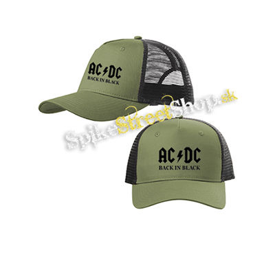 ACDC - Back In Black - olivovočierna sieťkovaná šiltovka model "Trucker Cap"