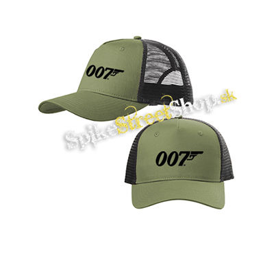 AGENT JAMES BOND 007 - Symbol - olivovočierna sieťkovaná šiltovka model "Trucker Cap"