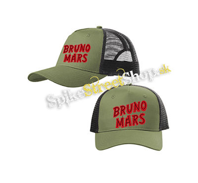BRUNO MARS - Logo - olivovočierna sieťkovaná šiltovka model "Trucker Cap"