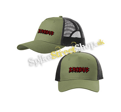 EXODUS - Logo - olivovočierna sieťkovaná šiltovka model "Trucker Cap"