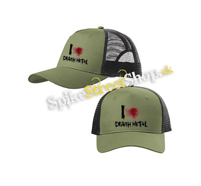 I LOVE DEATH METAL - olivovočierna sieťkovaná šiltovka model "Trucker Cap"