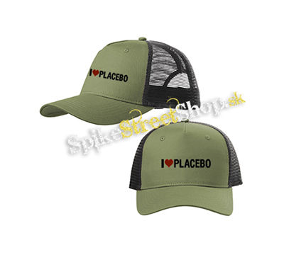 I LOVE PLACEBO - olivovočierna sieťkovaná šiltovka model "Trucker Cap"