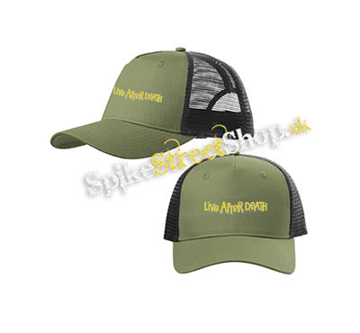 IRON MAIDEN - Live After Death History Slogan - olivovočierna sieťkovaná šiltovka model "Trucker Cap"