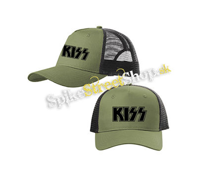 KISS - Logo - olivovočierna sieťkovaná šiltovka model "Trucker Cap"