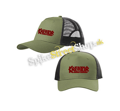 KREATOR - Logo Red - olivovočierna sieťkovaná šiltovka model "Trucker Cap"