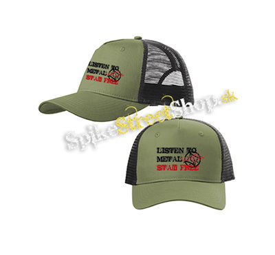 LUNATIC GODS - Listen To Metal Stay Free Motive 2 - olivovočierna sieťkovaná šiltovka model "Trucker Cap"
