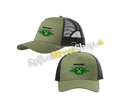 MINECRAFT - Gun - olivovočierna sieťkovaná šiltovka model "Trucker Cap"