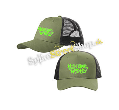 MUNICIPAL WASTE - Logo Green - olivovočierna sieťkovaná šiltovka model "Trucker Cap"