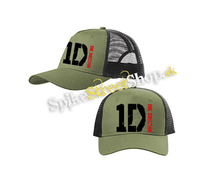 ONE DIRECTION - Red Logo - olivovočierna sieťkovaná šiltovka model "Trucker Cap"