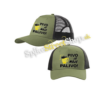 PIVO JE MOJE PALIVO - olivovočierna sieťkovaná šiltovka model "Trucker Cap"