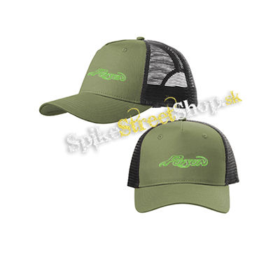 POISON - Logo Green - olivovočierna sieťkovaná šiltovka model "Trucker Cap"