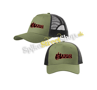 SAXON - Logo - olivovočierna sieťkovaná šiltovka model "Trucker Cap"