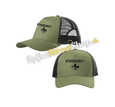 STRATOVARIUS - Black Logo Vintage Crest - olivovočierna sieťkovaná šiltovka model "Trucker Cap"