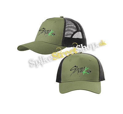 STRAY KIDS - Oddinary Green Logo - olivovočierna sieťkovaná šiltovka model "Trucker Cap"