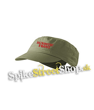 AGNOSTIC FRONT - Logo Red - olivová šiltovka army cap