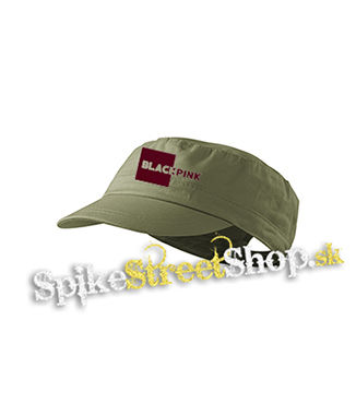 BLACKPINK - Pink Square Crest - olivová šiltovka army cap