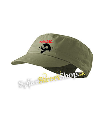 GORILLAZ - Skull - olivová šiltovka army cap