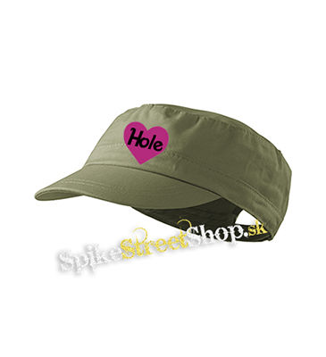 HOLE - Pink Logo Heart - olivová šiltovka army cap