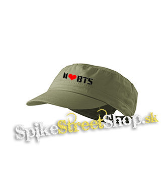 I LOVE BTS - Logo - olivová šiltovka army cap
