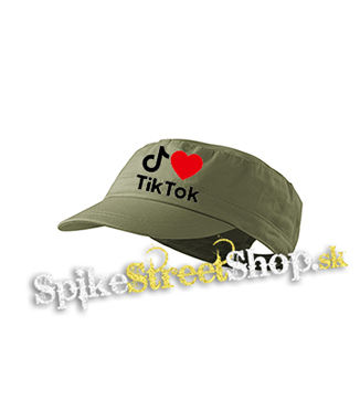 I LOVE TIK TOK - olivová šiltovka army cap
