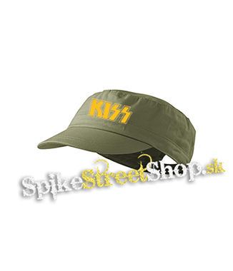 KISS - Yellow Logo - olivová šiltovka army cap