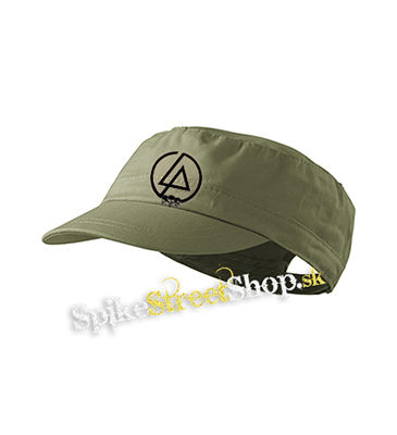 LINKIN PARK - Brown Logo And Skulls - olivová šiltovka army cap