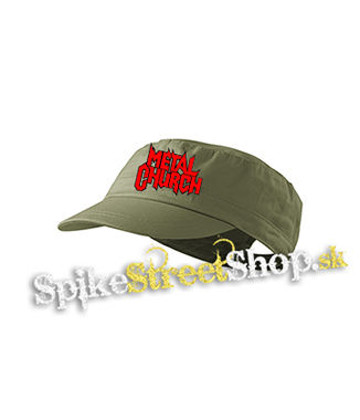 METAL CHURCH - Logo Red White - olivová šiltovka army cap