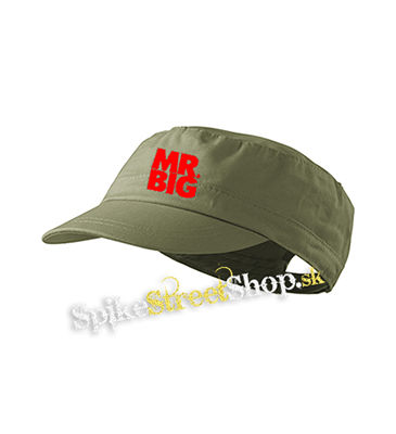 MR BIG - Logo Red White - olivová šiltovka army cap