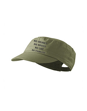 NO DRINKS, NO DRUG, NO GOD, NO PROBLEM - olivová šiltovka army cap