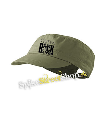 QUEEN - We Will Rock You - olivová šiltovka army cap