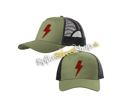 ACDC - Power Up Sign Crest Logo - olivovočierna sieťkovaná šiltovka model "Trucker Cap"
