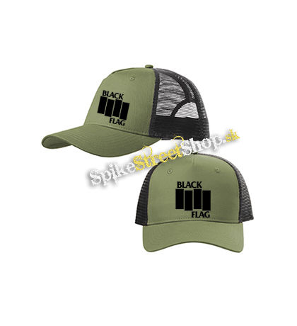 BLACK FLAG - Logo Crest - olivovočierna sieťkovaná šiltovka model "Trucker Cap"