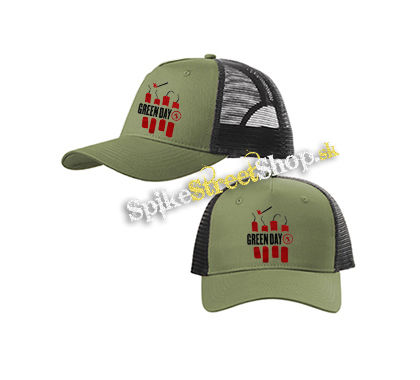 GREEN DAY - Bombs - olivovočierna sieťkovaná šiltovka model "Trucker Cap"