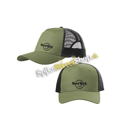 HARDROCK CAFE - olivovočierna sieťkovaná šiltovka model "Trucker Cap"