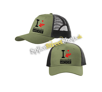 I LOVE DEPECHE MODE - olivovočierna sieťkovaná šiltovka model "Trucker Cap"